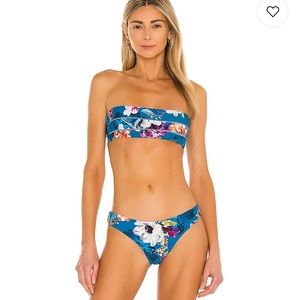 PQ Aimee Stitched Bandeau in Spiritual Bikini Two Piece Swimsuit Floral Medium